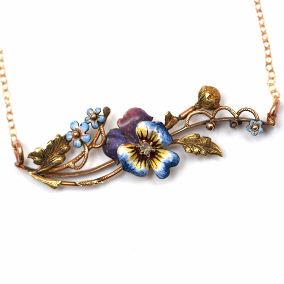 14k Springtime Pansy Necklace