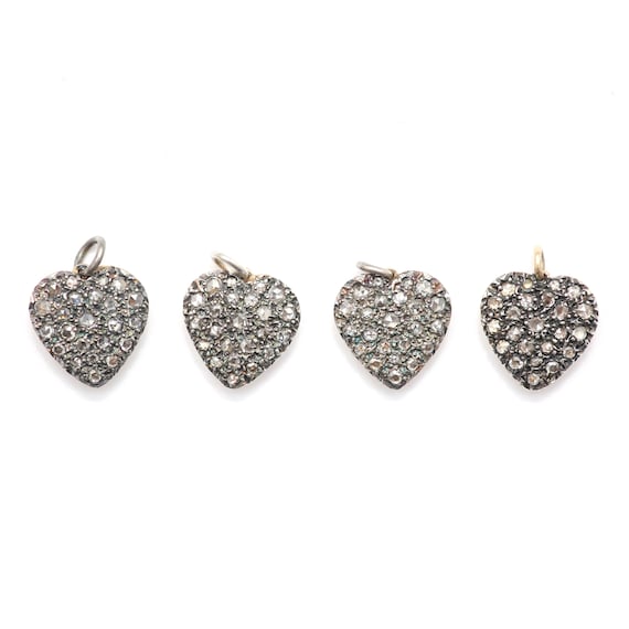 10k Rose Cut Diamond Heart Charms - image 1