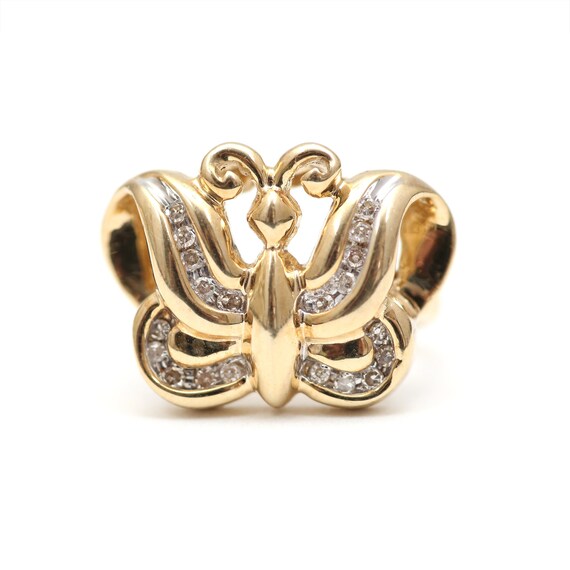 Chunky Diamond Art Deco Butterfly Ring - image 1