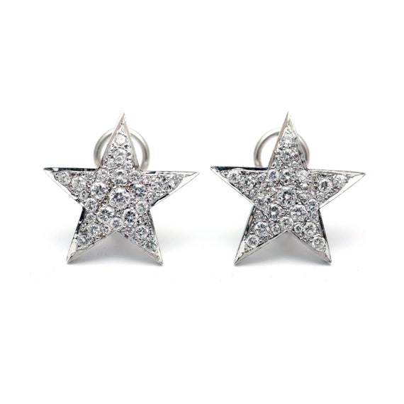 14k White Gold 2ct Diamond Star Earrings