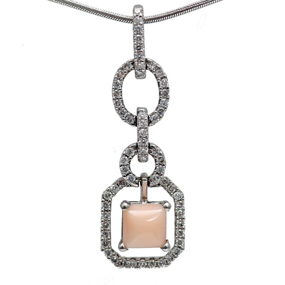 18k Diamond Coral Chain Link Pendant - image 1