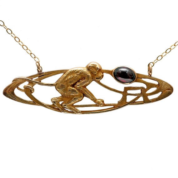 14k Art Nouveau Monkey Necklace