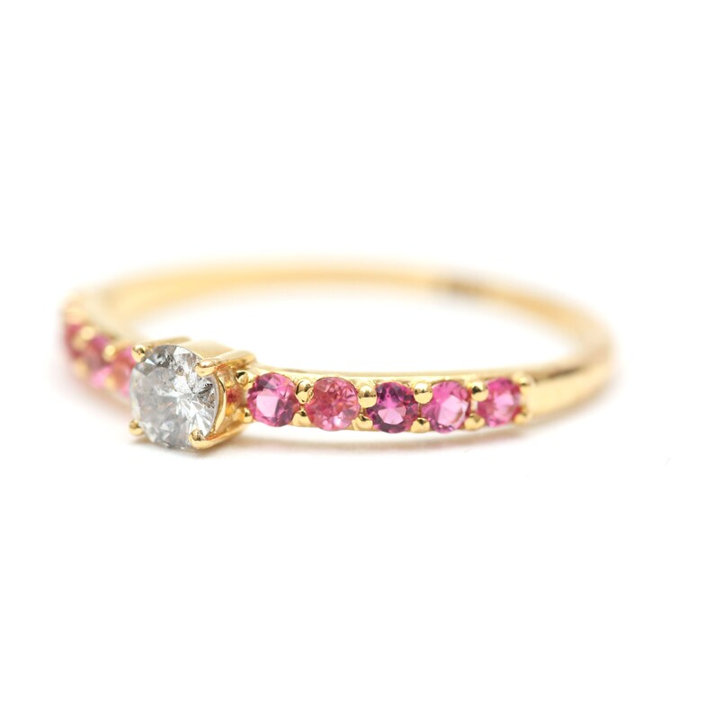 14k Blue Diamond Ruby Ring - Etsy