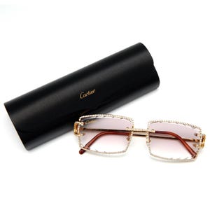 10k Diamond Rose-Tinted Cartier Sunglasses