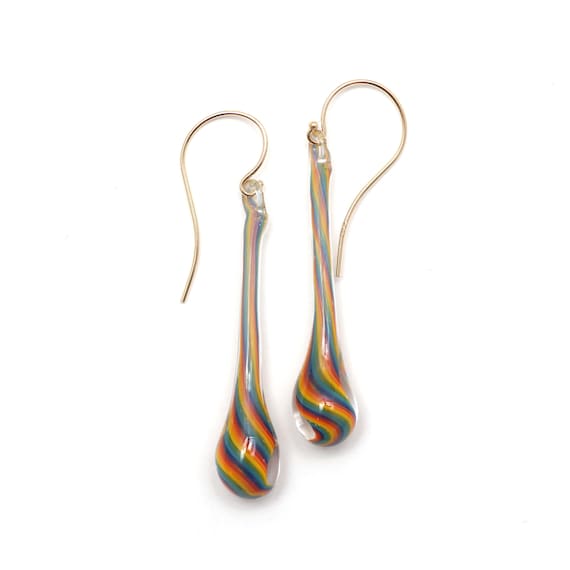 14k GlassBlown Earrings Gem