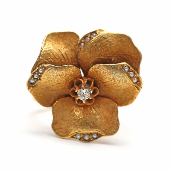 10k Art Nouveau Pansy Ring
