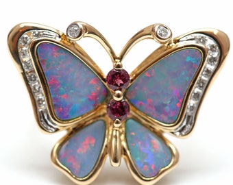 14k Opal Butterfly Ring