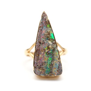14k Boulder Opal Spear Ring