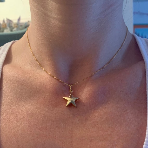 14k Puffy Star Necklace - image 4