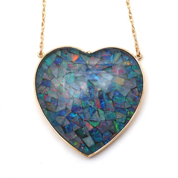 Massive 14k Opal Heart Necklace