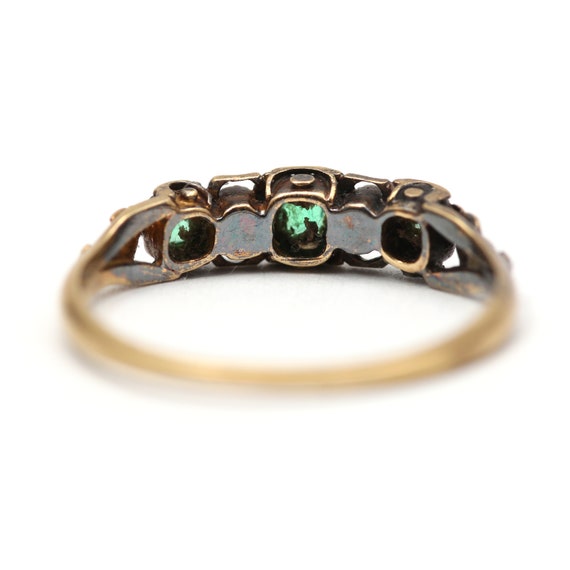 18k Victorian Diamond Emerald Band - image 3