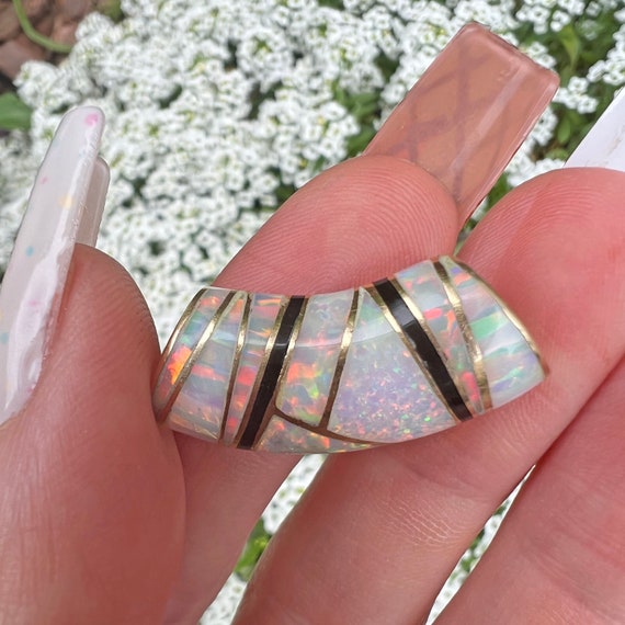 14k Australian Opal Inlay Slide - image 2