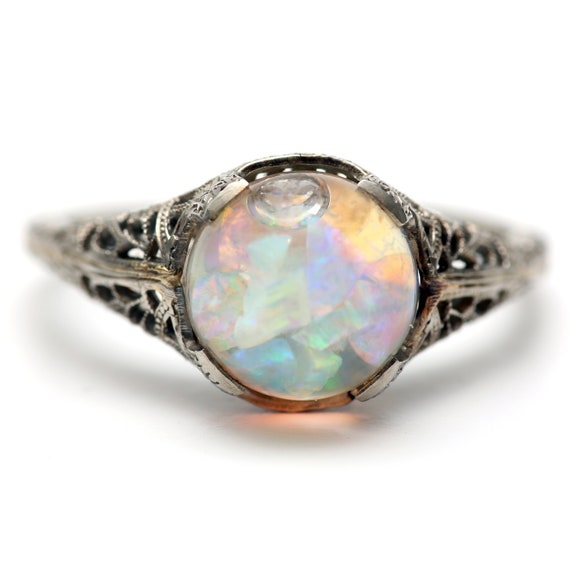 14k Floating Opal Ring Etsy
