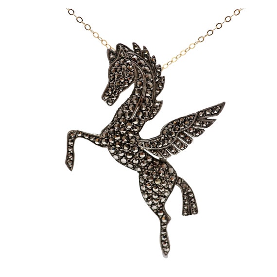 Large Marcasite Pegasus Necklace - image 1