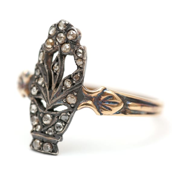 15k Rose Cut Diamond Giardinetti Ring - image 4