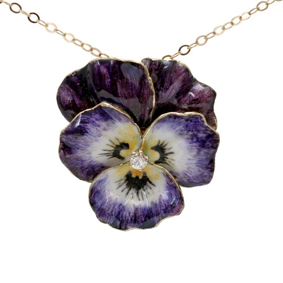 14k Purple Pansy Slide Pendant