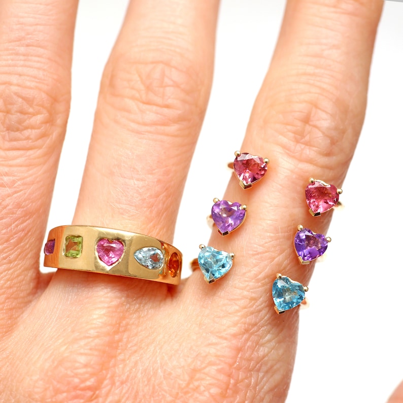 14k Heart Cuff Rings - Etsy