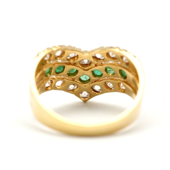 18k Diamond Emerald Chevron Ring - image 3