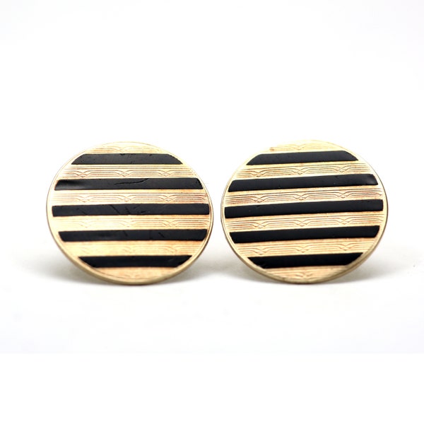 10k Enamel Ostby Barton Cuff Link Earrings