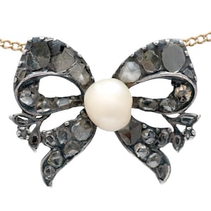 Massive Rose Cut Diamond Bow Necklace