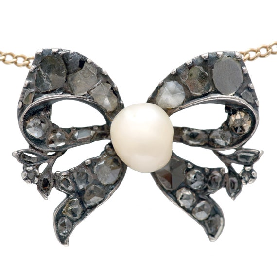 Massive Rose Cut Diamond Bow Necklace