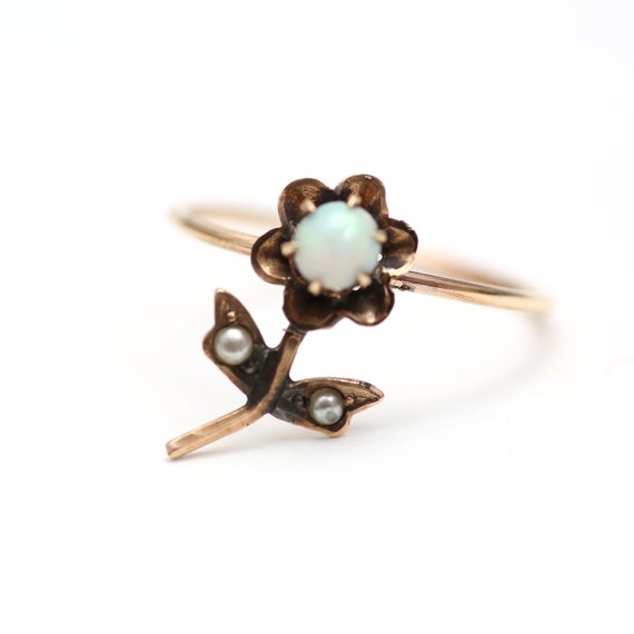 10k Victorian Opal Flower Conversion Ring - image 1