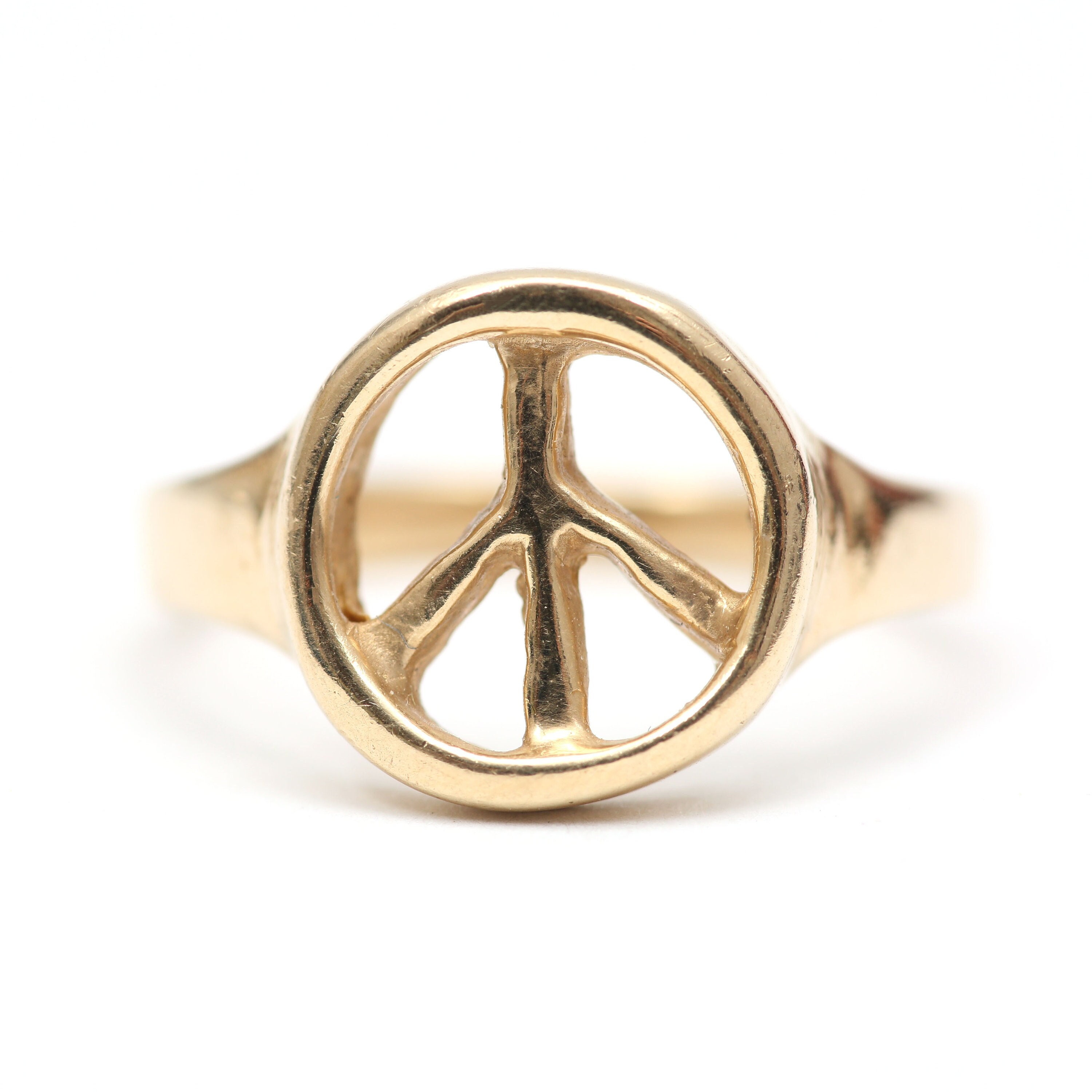 Peace Sign Ring Yellow Gold – Lauren Klein