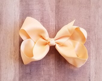 Peach Hair Bow/ 4 inch/ 62 colors/ Grosgrain Bow Clips, Grosgrain Hair Bows, 4" Ribbon Bow, Grosgrain Ribbon, Toddler Bow Clip bow hair clip