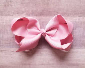 Pink Hair Bow/ 4 inch/ 62 colors/ Grosgrain Bow Clips, Grosgrain Hair Bows, 4" Ribbon Bow, Grosgrain Ribbon, Toddler Bow hair clip, Pink Bow