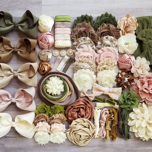 DIY Headband Kit Baby Shower Activity Kit 30 Flower Etsy