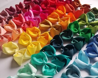 40 Hair Bows/ 4 inch/ 62 colors/ 4" Grosgrain Bow, Large Grosgrain Hair Bows, Bow Clip, 4" Ribbon Bow,  Big bow, Toddler Bow Clip, hair clip