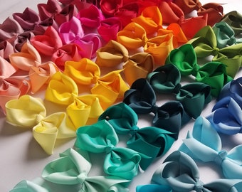 5 Hair Bows/ 4 inch/ 62 colors/ 4" Grosgrain Bow, Large Grosgrain Hair Bows, Bow Clip, 4" Ribbon Bow,  Big bow, Toddler Bow Clip, hair clip