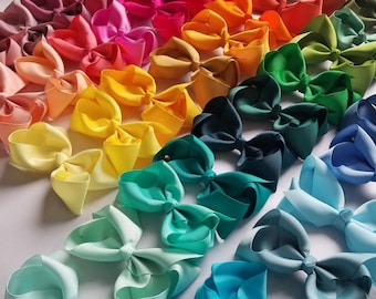 20 Hair Bows/ 4 inch/ 62 colors/ 4" Grosgrain Bow, Large Grosgrain Hair Bows, Bow Clip, 4" Ribbon Bow,  Big bow, Toddler Bow Clip, hair clip