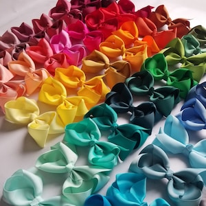 35 Hair Bows/ 4 inch/ 62 colors/ 4&quot; Grosgrain Bow, Large Grosgrain Hair Bows, Bow Clip, 4&quot; Ribbon Bow,  Big bow, Toddler Bow Clip, hair clip