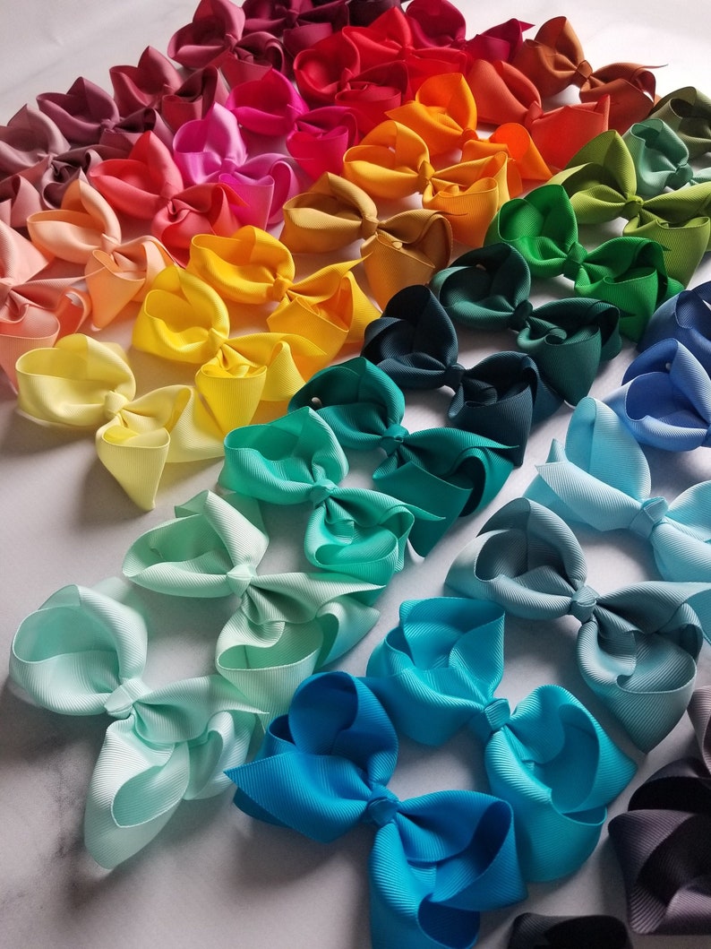Grosgrain Ribbon Hair Bows: 4-inch Bow Clips, 62 Colors, Set of 10 - Etsy