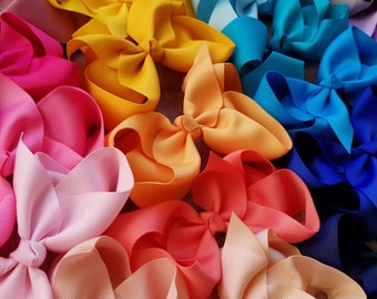 Hair Bows/ 4 inch/ 62 colors/ Grosgrain Bow, Girls Hair Bows, Ribbon Bow, Toddler Bow Clip, bow hair clip, school bows, Baby hair Bows, 4"