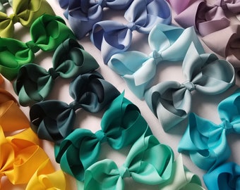 45 Hair Bows/ 4 inch/ 62 Colors/ 4" Grosgrain Bow, Large Grosgrain Bow Hair Clip, 4" Ribbon Bow, Grosgrain Ribbon, Toddler Bow Clip, Big bow