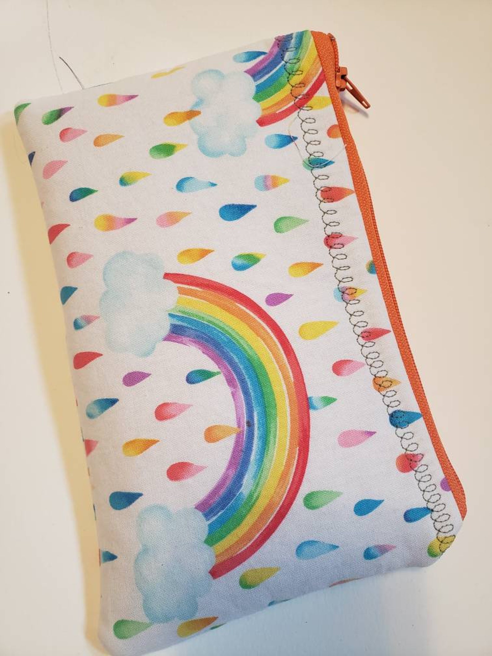 Rainbow Print Pencil Case, Zipper Pouch, Rain and Rainbow Print ...