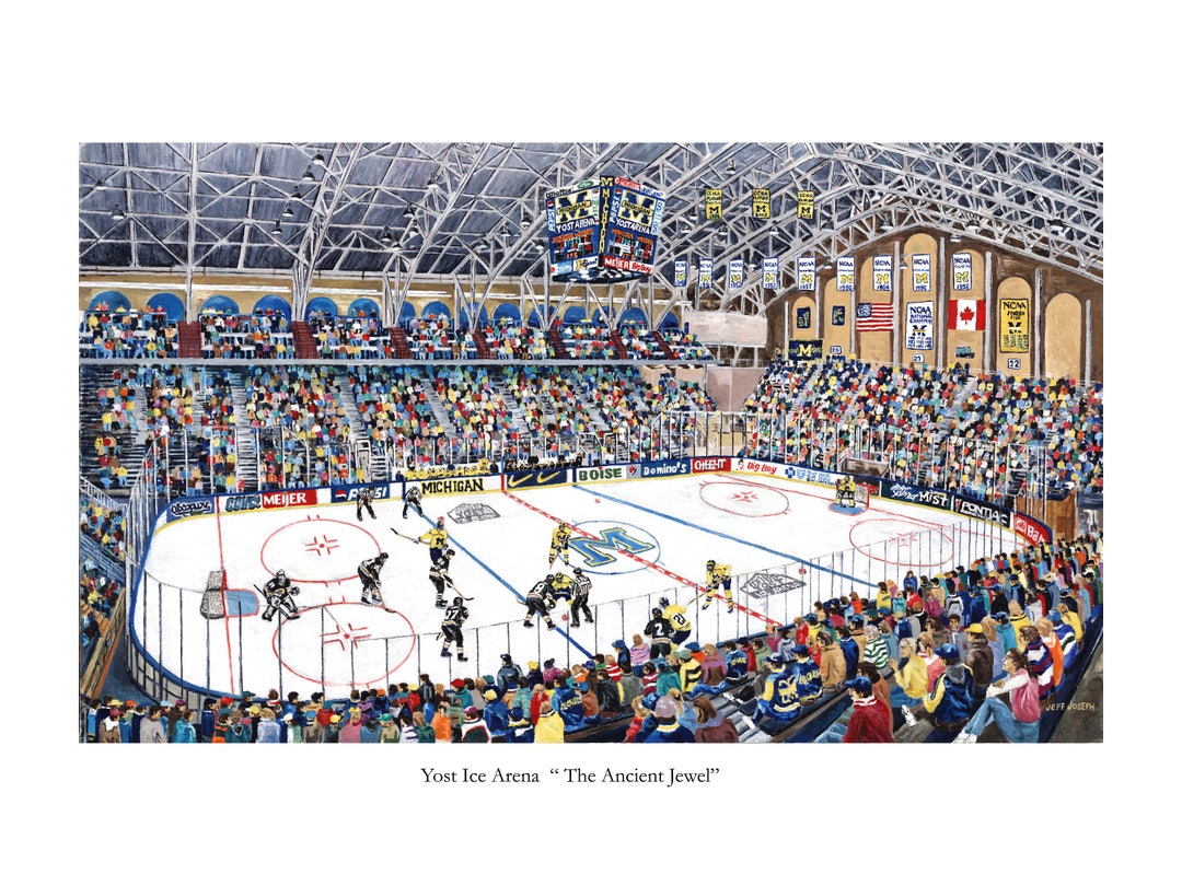 A Michigan Wolverines Art Print, yost Ice Arena Published From Original
