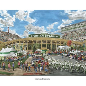 Michigan State University &quot;Spartan Stadium&quot; from original oil painting. Canvas Wrap or Print. Michigan State Football Gift.