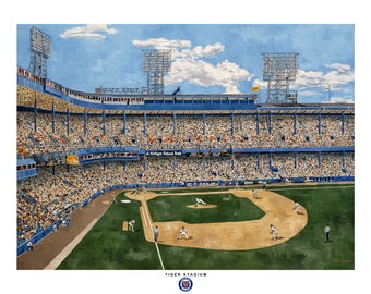 Tiger Stadium - Baseball Art Print - Canvas Gallery Wrap or Paper Print   Detroit Tigers baseball- Legendary baseball stadium