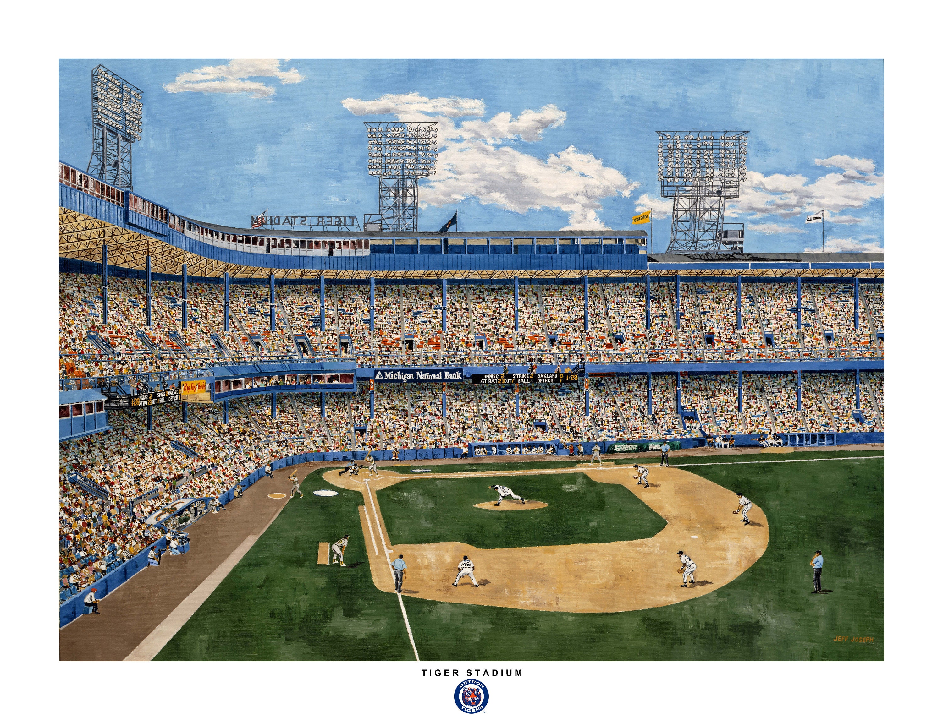 Tiger Stadium Baseball Art Print Canvas Gallery Wrap or Paper Print