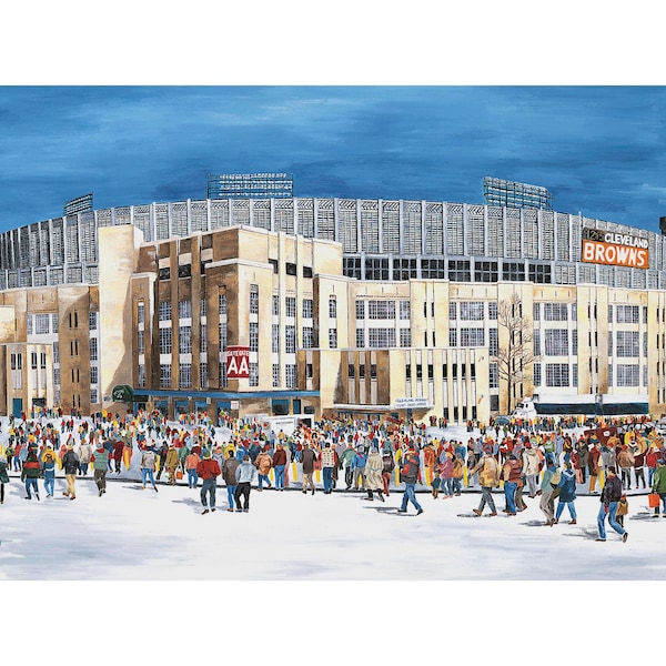 Cleveland Browns art print "Cleveland Lake Front Municipal Stadium "published from original oil painting, Canvas Wrap and Paper Print