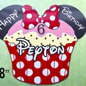 Disney Cruise Door Magnet - Minnie Mouse Magnet - Birthday Magnet - Happy Birthday Magnet - Minnie Magnet - Cupcake Magnet - Minnie Cupcake