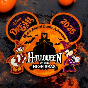 Halloween on the High Seas Door Magnet - Disney Cruise Door Magnet - - Minnie and Daisy Duck Halloween