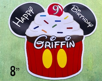 Mickey Mouse Birthday Cruise Magnet – Personalized Cupcake Design