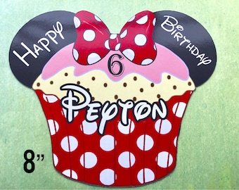 Disney Cruise Door Magnet - Minnie Mouse Magnet - Birthday Magnet - Happy Birthday Magnet - Minnie Magnet - Cupcake Magnet - Minnie Cupcake