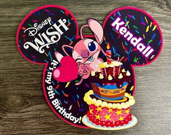 Lilo and Stitch Birthday Magnet: Personalized Angel Party Favor