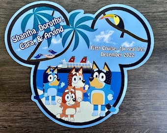 NEW Size Disney Cruise Door Magnet - Bluey Magnet - Bingo Magnet - Nana Magnet - Bluey Bingo Nana Magnet Disney ship magnet