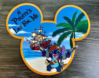 NEW Size - Disney Cruise Door Magnet - Pirate stitch Magnet - stitch Magnet - Pirate Magnet - Pirate Ship Magnet - Castaway Cay Magnet